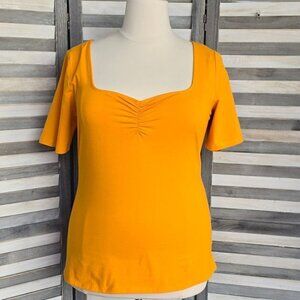 Women's Slim Fit Cinched Short Sleeve Sweetheart Neck Top | Ava & Viv | XX Large